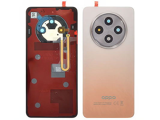 Cover Batteria + Vetrino Camera + Adesivi + Flash Amber Orange per Oppo Reno12 FS 4G
