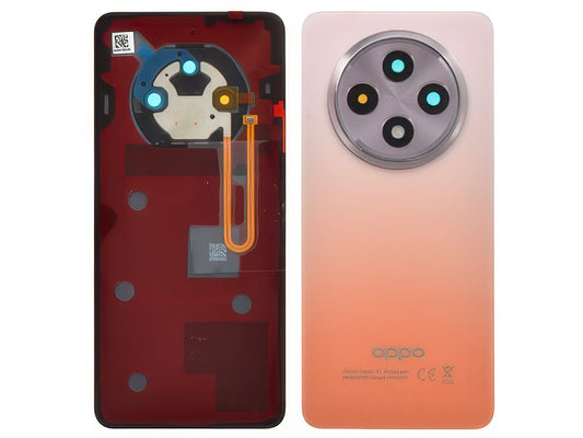 Cover Batteria + Vetrino Camera + Adesivi + Flash Amber Orange per Oppo Reno12 F 5G