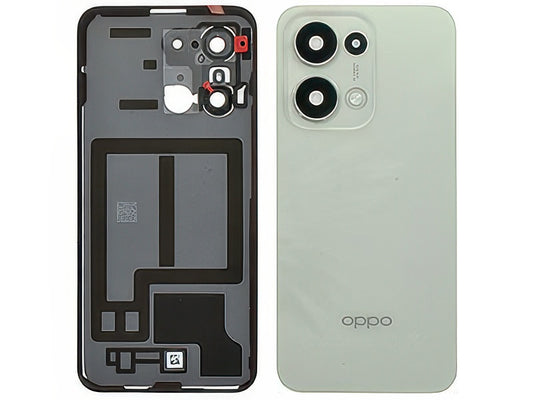 Cover Batteria + Vetrino Camera + Adesivi Plume Bianco per Oppo Reno13 5G