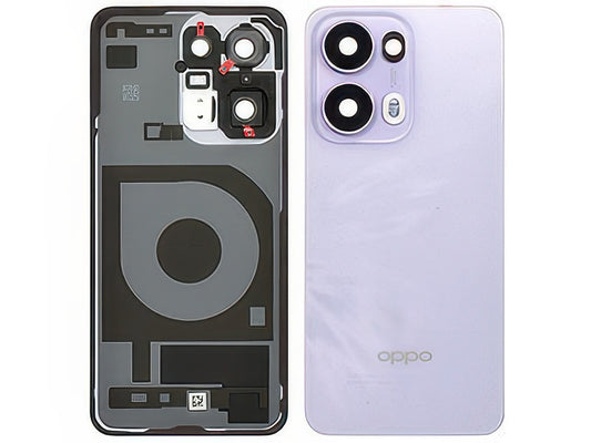 Cover Batteria + Vetrino Camera + Adesivi Plume Viola per Oppo Reno13 Pro 5G