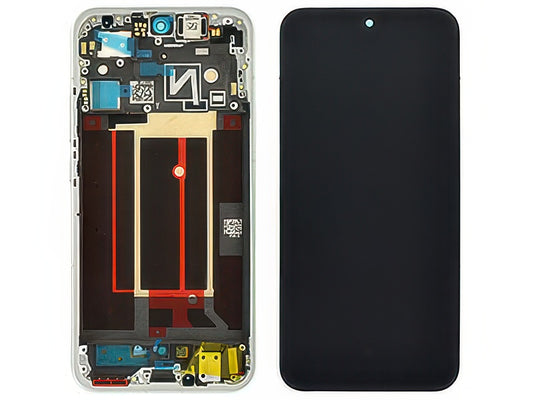 Lcd + Touch Screen + Frame + Tasti Laterali Opal Bianco per Oppo Reno14 5G