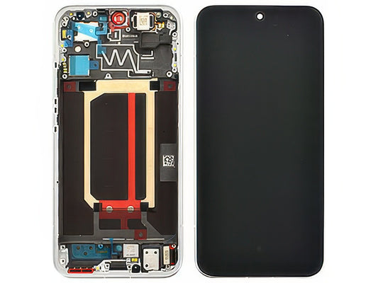 Lcd + Touch Screen + Frame + Switch Tasti Laterali Aurora Bianco per Oppo Reno15 5G