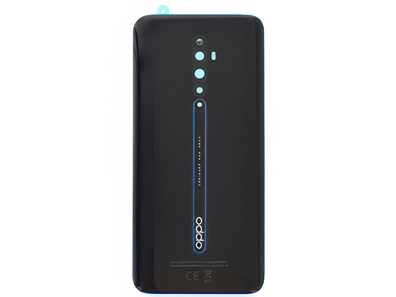 Cover Batteria + Vetrino Camera + Adesivi Luminous Nero per Oppo Reno2 Z