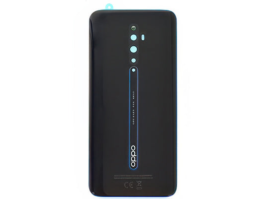 Cover Batteria + Vetrino Camera + Adesivi Luminous Nero per Oppo Reno2 Z