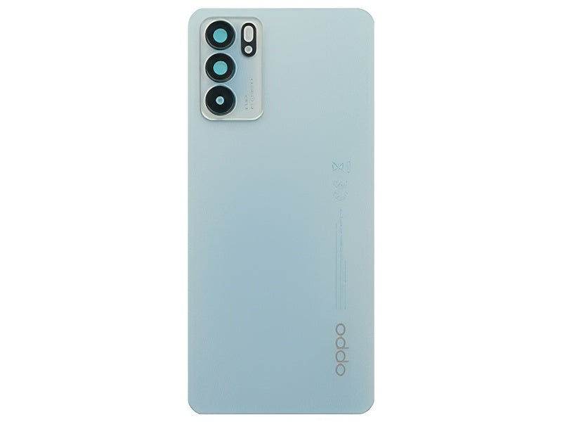 Cover Batteria + Vetrino Camera + Adesivi Arctic Blu per Oppo Reno6 5G