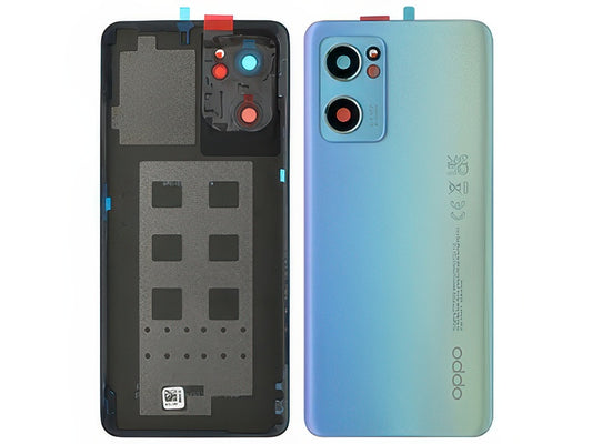 Cover Batteria + Vetrino Camera + Adesivi Startrails Blu per Oppo Reno7 5G