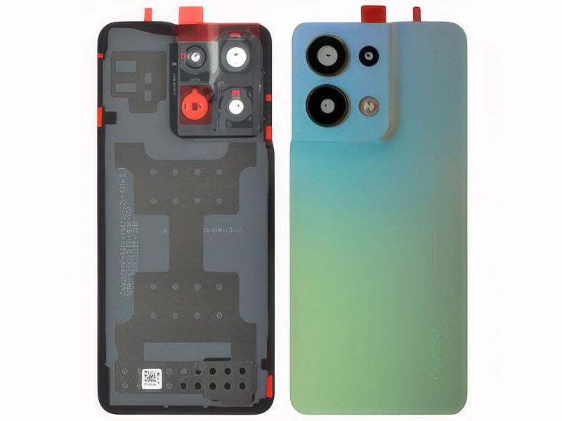 Cover Batteria + Vetrino Camera + Adesivi Shimmer Oro per Oppo Reno8 5G