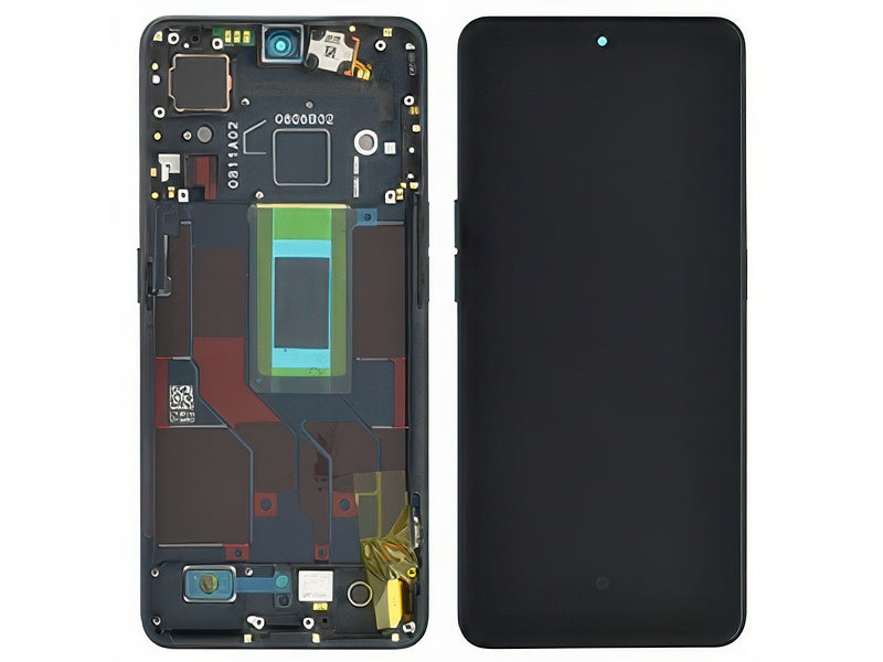 Lcd + Touchscreen + Frame + Tasti laterali + Vibrazione Glazed Nero per Oppo Reno8 Pro 5G