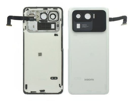 Cover Batteria + Vetrino Camere + Adesivi Ceramic White per Xiaomi Mi 11 Ultra 5G