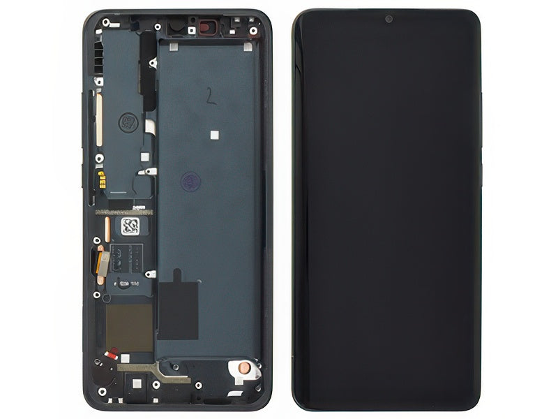Lcd + Touch Screen + Frame + Tasti Laterali + Lettore Impronta Midnight Nero per Xiaomi Mi Note 10 Pro