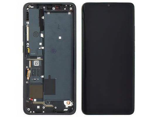 Lcd + Touch Screen + Frame + Tasti Laterali + Lettore Impronta Midnight Nero per Xiaomi Mi Note 10