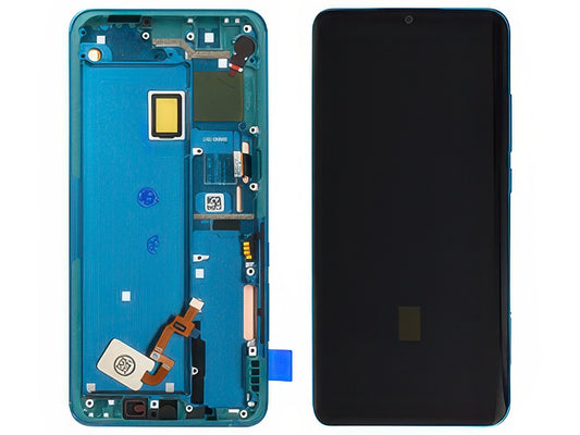 Lcd + Touch Screen + Frame + Tasti Laterali Aurora Verde per Xiaomi Mi Note 10