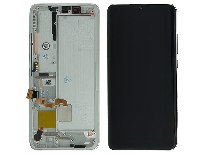 Lcd + Touch Screen + Frame + Tasti Laterali Glacier Bianco per Xiaomi Mi Note 10