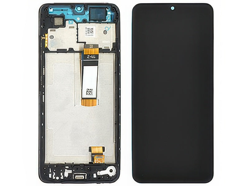 Lcd + Touch Screen + Frame + Switch Tasti Laterali Nero - Long Flex per Xiaomi Poco C71 - Originale Service Pack
