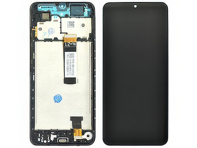 Lcd + Touch Screen + Frame + Switch Tasti Laterali Nero - Long Flex per Xiaomi Poco C71 - Compatibile