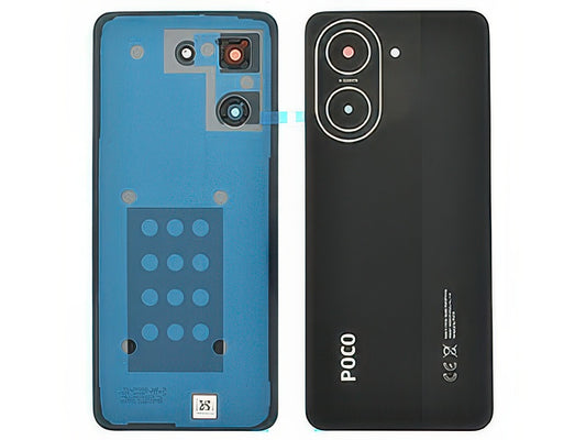Cover Batteria + Vetrino Camera + Adesivi Nero per Xiaomi Poco C71