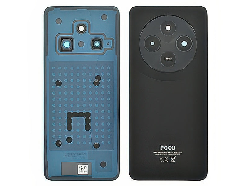 Cover Batteria + Vetrino Camera + Adesivi Nero per Xiaomi Poco C75