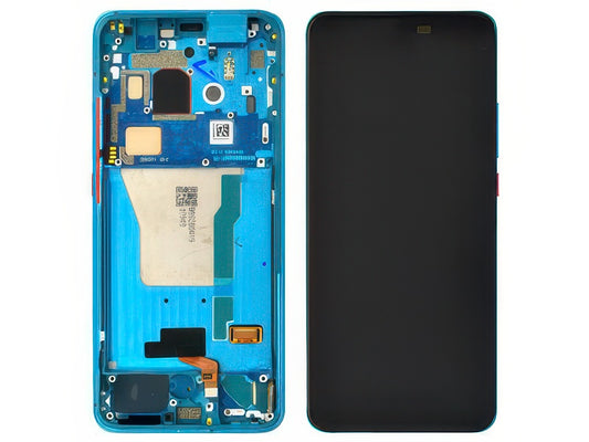 Lcd + Touch Screen + Frame + Tasti Laterali Neon Blu per Xiaomi Poco F2 Pro
