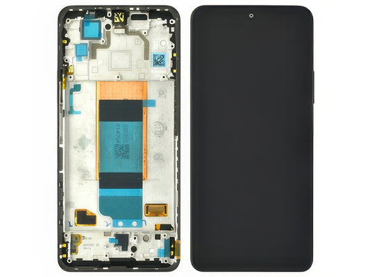 Lcd + Touch Screen + Frame + Tasto Volume Night Nero per Xiaomi Poco F4 - Originale Service Pack