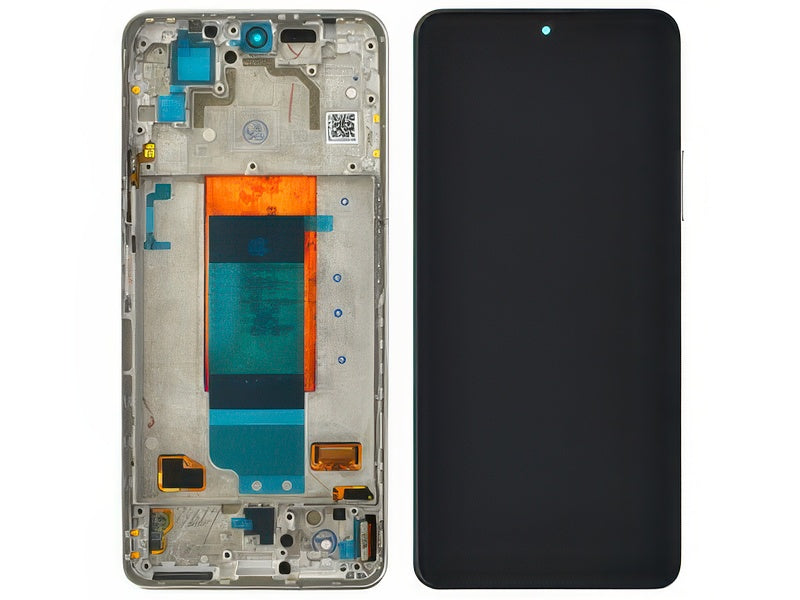 Lcd + Touch Screen + Frame + Tasto Volume Moonlight Argento per Xiaomi Poco F4