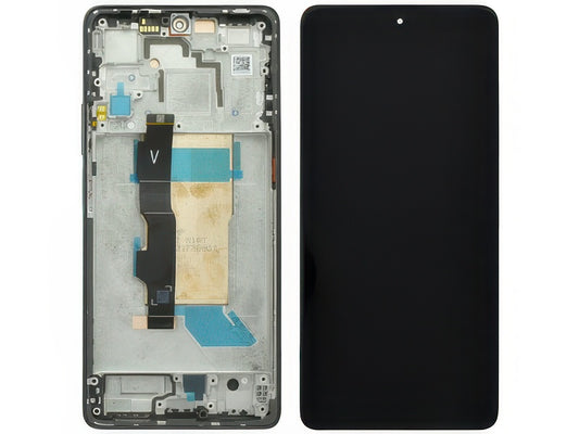 Lcd + Touch Screen + Frame + Tasto Volume Nero per Xiaomi Poco F5 - Originale Service Pack