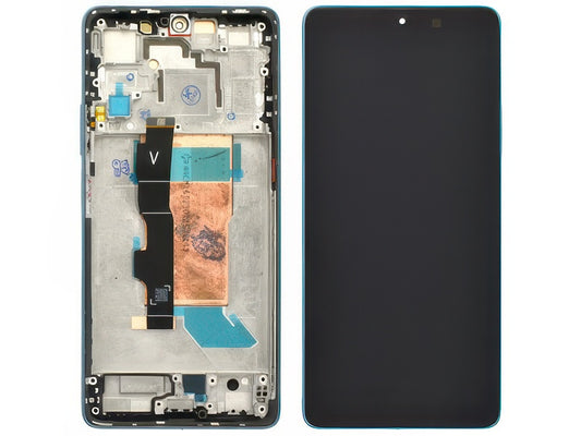 Lcd + Touch Screen + Frame + Tasto Volume Blu per Xiaomi Poco F5 - Compatibile