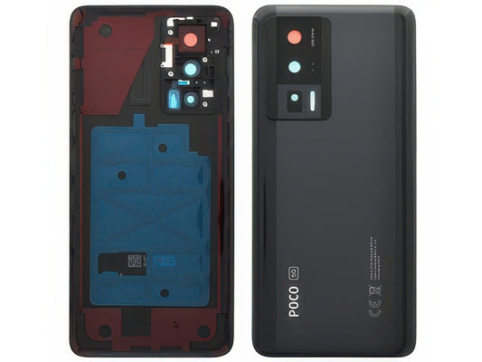 Cover Batteria + Vetrino Camera + Adesivi Nero per Xiaomi Poco F5 Pro - Originale Service Pack