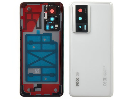 Cover Batteria + Vetrino Camera + Adesivi Bianco per Xiaomi Poco F5 Pro