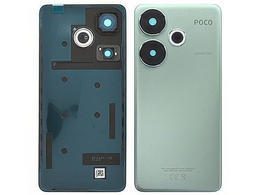 Cover Batteria + Vetrino Camera + Adesivi Verde per Xiaomi Poco F6