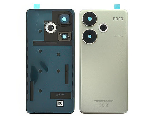 Cover Batteria + Vetrino Camera + Adesivi Titanium Color per Xiaomi Poco F6