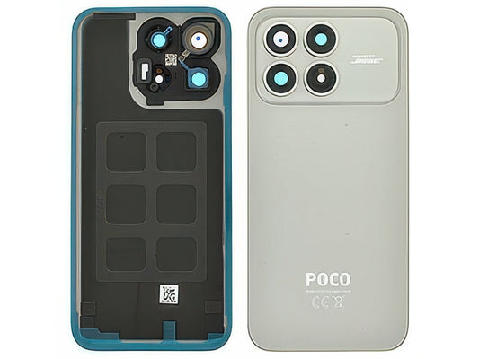 Cover Batteria + Vetrino Camera + Adesivi Titanium Silver per Xiaomi Poco F8 Pro 5G