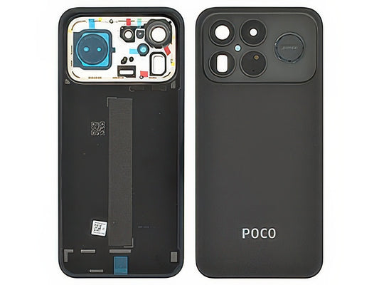 Cover Batteria + Vetrino Camera + Adesivi Nero per Xiaomi Poco F8 Ultra 5G