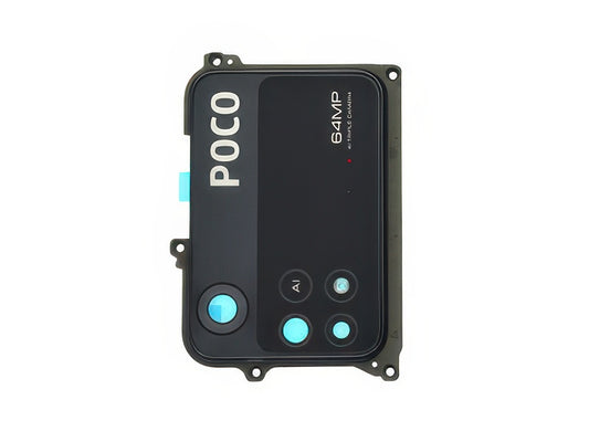 Cover Camera + Vetrino + Adesivi Nero per Xiaomi Poco M4 Pro 4G