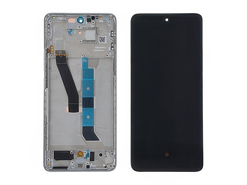 Lcd + Touch Screen + Frame + Tasti Laterali Argento per Xiaomi Poco M8 5G