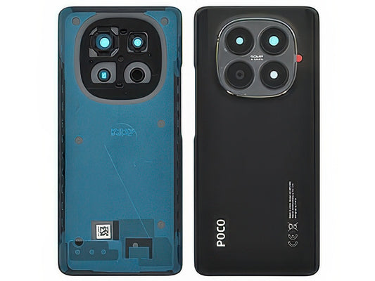 Cover Batteria + Vetrino Camera + Adesivi Nero per Xiaomi Poco M8 5G