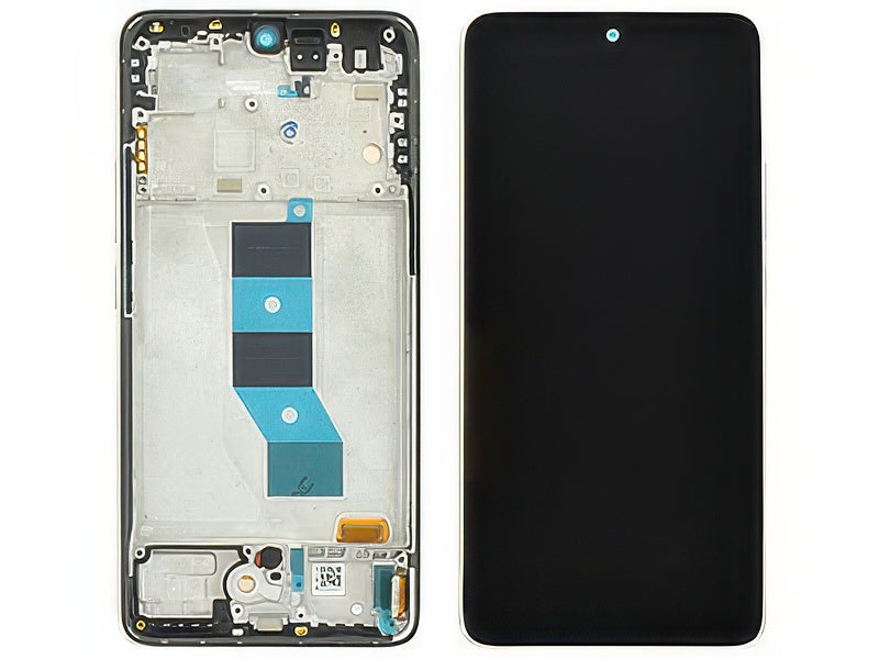 Lcd + Touch Screen + Frame + Tasti Laterali Argento per Xiaomi Poco M7 Pro 5G