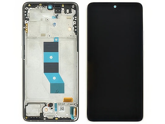 Lcd + Touch Screen + Frame + Tasti Laterali Argento per Xiaomi Poco M7 Pro 5G