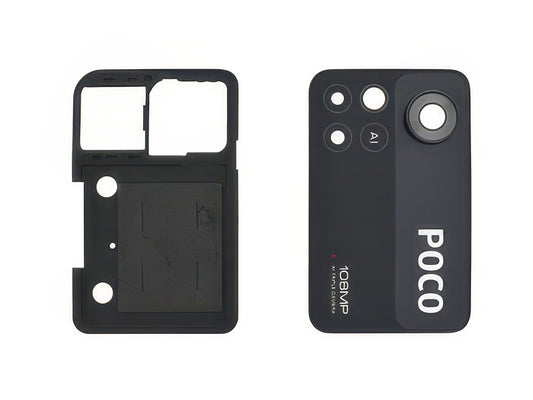 Cover Camera + Vetrino + Adesivi Nero per Xiaomi Poco X4 Pro 5G