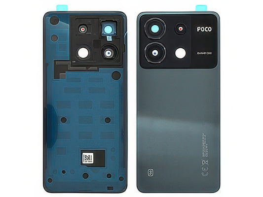 Cover Batteria + Vetrino Camera + Adesivi Blu per Xiaomi Poco X6 5G