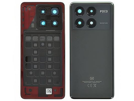 Cover Batteria + Vetrino Camera + Adesivi Nero per Xiaomi Poco X6 Pro 5G
