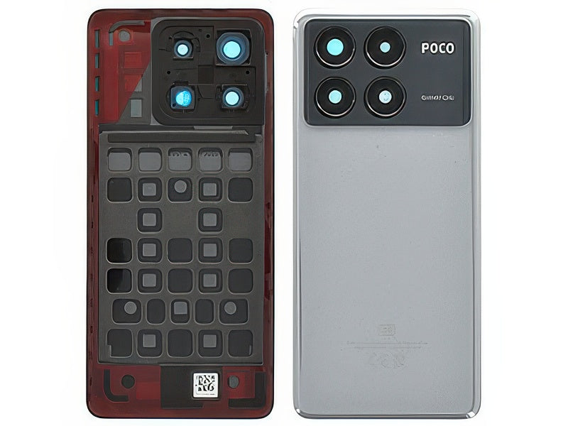 Cover Batteria + Vetrino Camera + Adesivi Grigio per Xiaomi Poco X6 Pro 5G