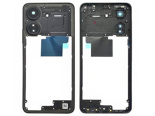 Cover Posteriore + Vetrino Camera + Adesivi Nero per Xiaomi Redmi 13C 4G