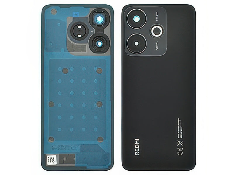 Cover Batteria + Vetrino Camera + Adesivi Nero per Xiaomi Redmi 13x
