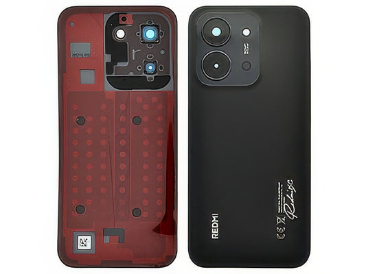 Cover Batteria + Vetrino Camera + Adesivi Midnight Nero per Xiaomi Redmi 15C 4G