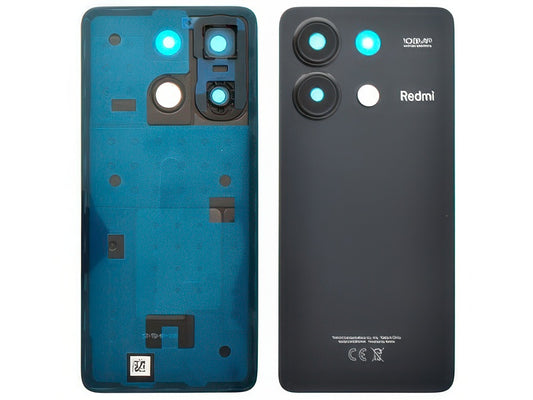 Cover Batteria + Vetrino Camera + Adesivi Midnight Nero per Xiaomi Redmi Note 13 4G
