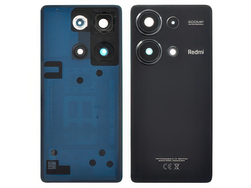 Cover Batteria + Vetrino Camera + Adesivi Midnight Nero per Xiaomi Redmi Note 13 Pro 4G