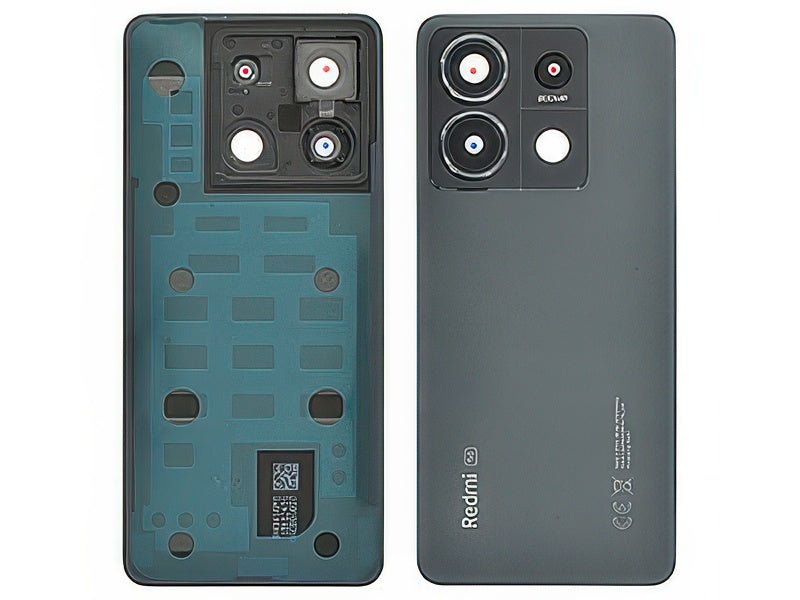Cover Batteria + Vetrino Camera + Adesivi Midnight Nero per Xiaomi Redmi Note 13 Pro 5G