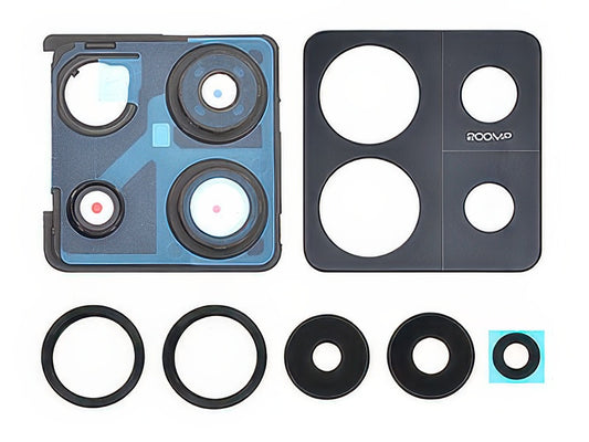 Cover Camera + Vetrino + Adesivi Midnight Nero per Xiaomi Redmi Note 13 Pro 5G