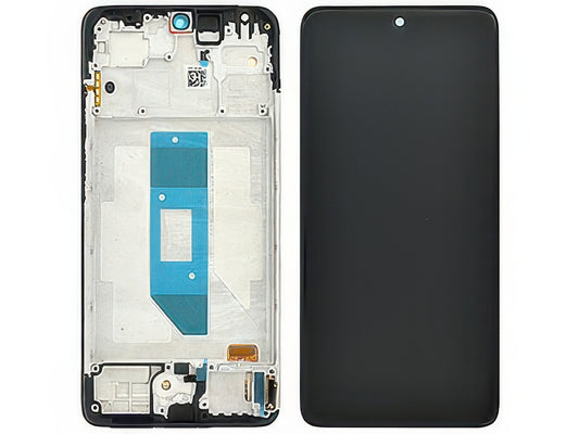 Lcd + Touch Screen + Frame + Switch Tasti Laterali Nero - Global Vers. per Xiaomi Redmi Note 14 4G - Originale Service Pack