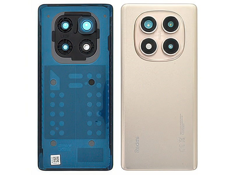 Cover Batteria + Vetrino Camera + Adesivi Sand Oro per Xiaomi Redmi Note 14 Pro 4G